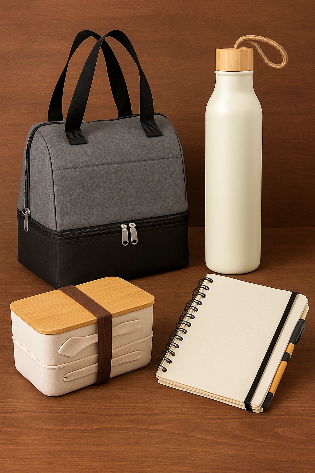 All items are neatly arranged and well-lit, evoking a professional and welcoming vibe for new employees