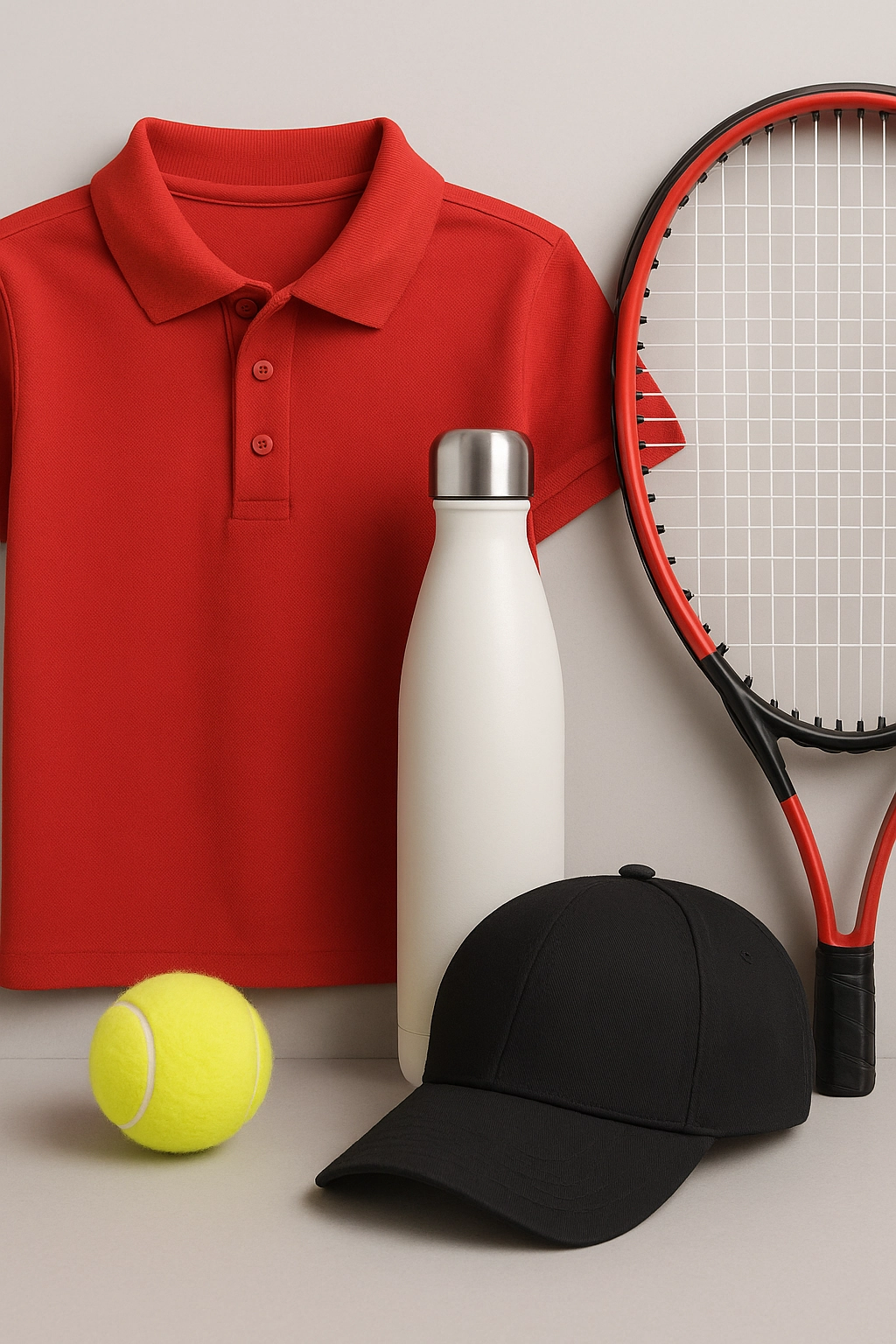 A branded product flat lay showcasing apparel, gear, and accessories as part of a swag strategy for sports organizations.